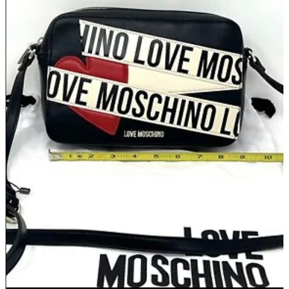 Love Moschino Purse Crossbody Shoulder Bag Black Red Heart Spellout W/ DUST BAG
